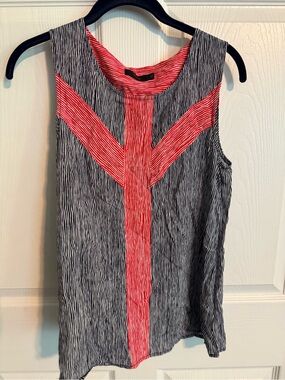 THML Sleeveless Blouse XS Navy Red Striped Colorblock Chevron
